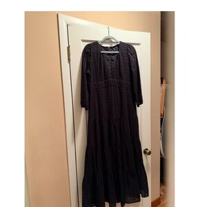 J. Crew Black Lace Long Sleeve Maxi Dress